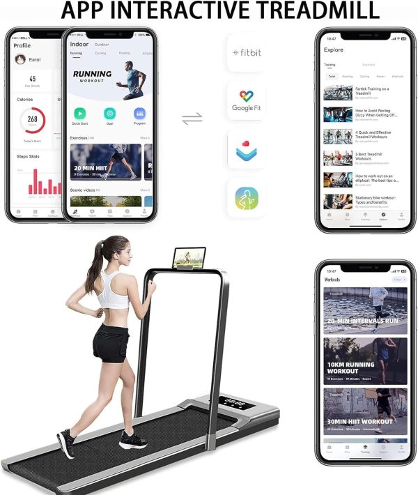 تردمیل Treadmill BEAPHIE 2 in 1 Under Desk Treadmill 3.5HP Electric Folding Treadmill Walking Running pad with Remote Control APP Controlled Treadmill for Home Office Assembly Needed - تصویر 3
