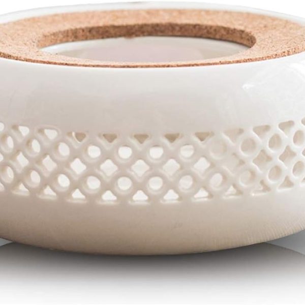استند وامردار Ceramic Teapot Warmer, Tea Light Warmer White, Design For Glass Teapot, Teapot warmer Base (5.3x2.4inch)