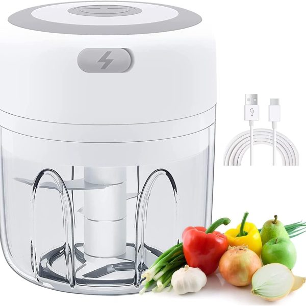 سیرله کن Rolinye Electric Garlic Presses USB Wireless Portable Mini Garlic Chopper,250ml Food Grinder for Garlic,Chili,Fruit,Meat,Meat Grinder Garlic Mincer Electric Garlic Press Small Food