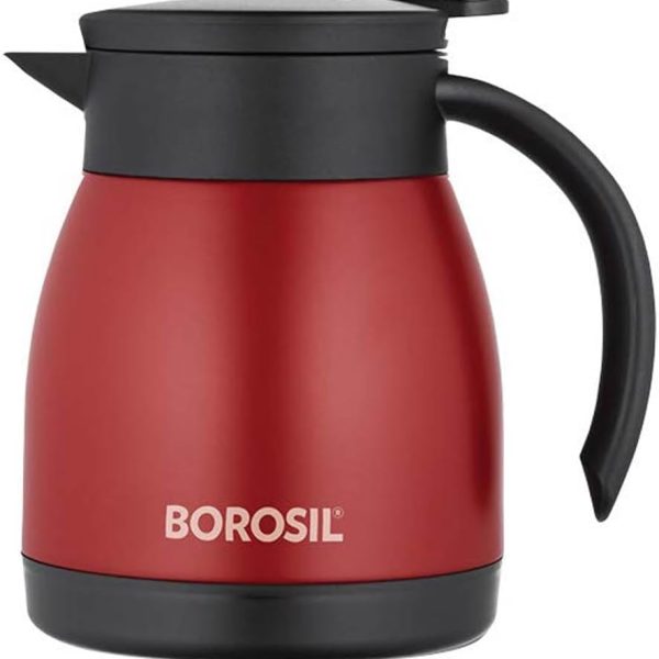 فلاسک BOROSIL VACUUM INSULATED STAINLESS STEEL TEAPOT | TEA POT | THERMAL FLASK | THERMOS | CARAFE | JUG | COFFEE POT | FOR WATER, COFFEE, TEA | RED