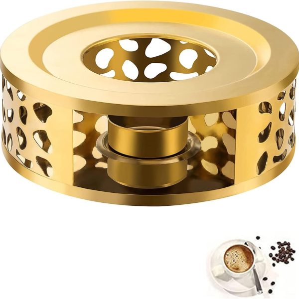 استند وارمر Arabest Tea Warmer, Stainless Steel Tea Pot Heater Tea Holder with Candle Holder, Teapot Warmers Tea Pot Heater with Ornate Design for Glass, Ceramic Teapots and Other Heatproof Pots (Gold)