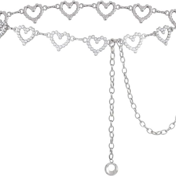 کمربند AWAYTR Waist Chains Belts for Women - Rhinestone Gold Silver Chain Belts for Dresses