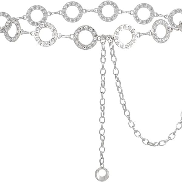 کمربند AWAYTR Waist Chains Belts for Women - Rhinestone Gold Silver Chain Belts for Dresses