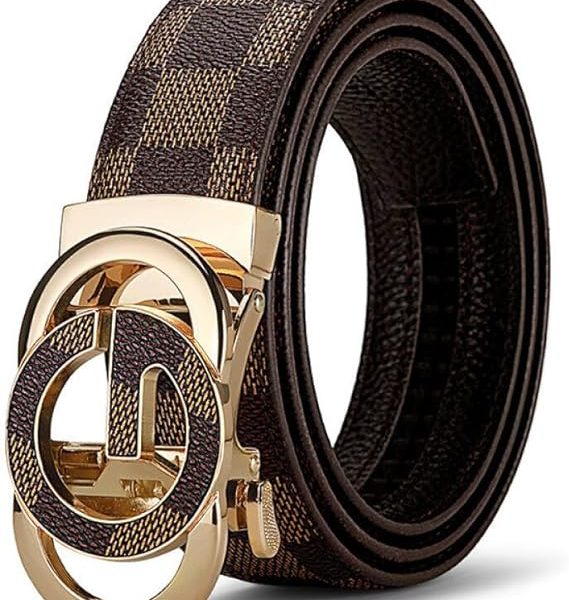 کمربند Goodern Mens Belt,Ratchet Belt PU Leather Belt Classic Work Business Dress Belt Fashion Mens Dress Belt with Automatic Buckle,Men's Casual Jeans Belts Pants Belts with Easier Adjustable Buckle