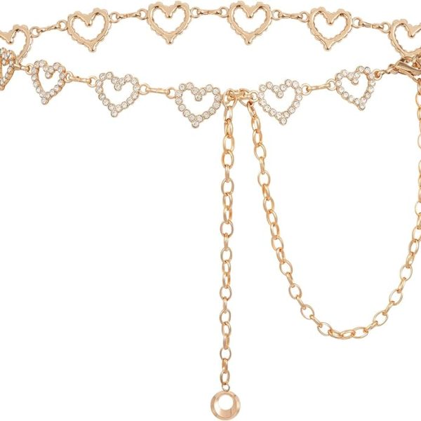 کمربند AWAYTR Waist Chains Belts for Women - Rhinestone Gold Silver Chain Belts for Dresses