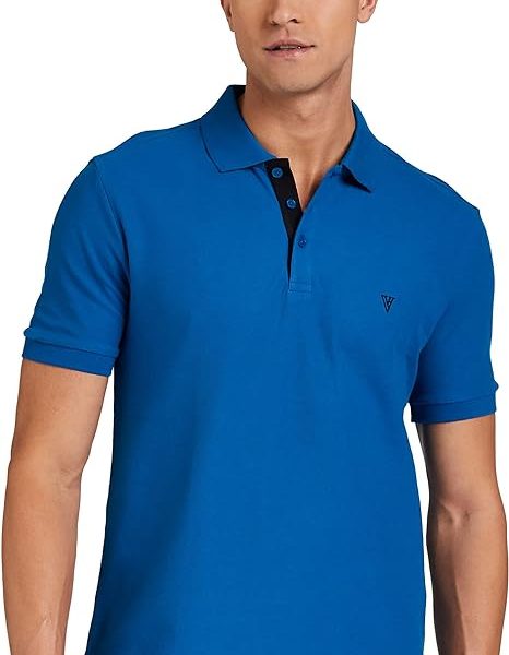 تی شرت Van Heusen Men Athleisure Colour Fresh Polo T-Shirt - 100% Combed Cotton - Moisture Wicking, Ultra Soft_60032_Lapis Blue_M